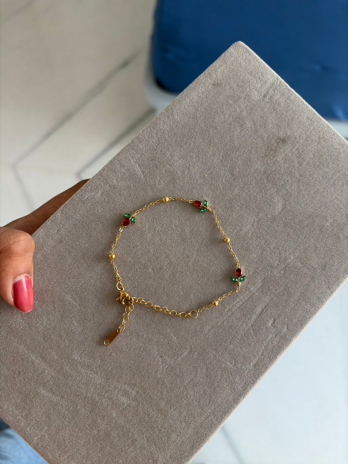 Minimal red tulip bracelet