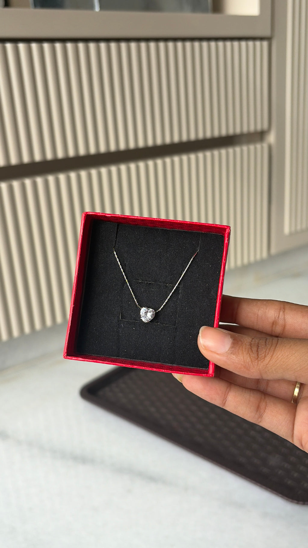 Solitaire heart silver necklace