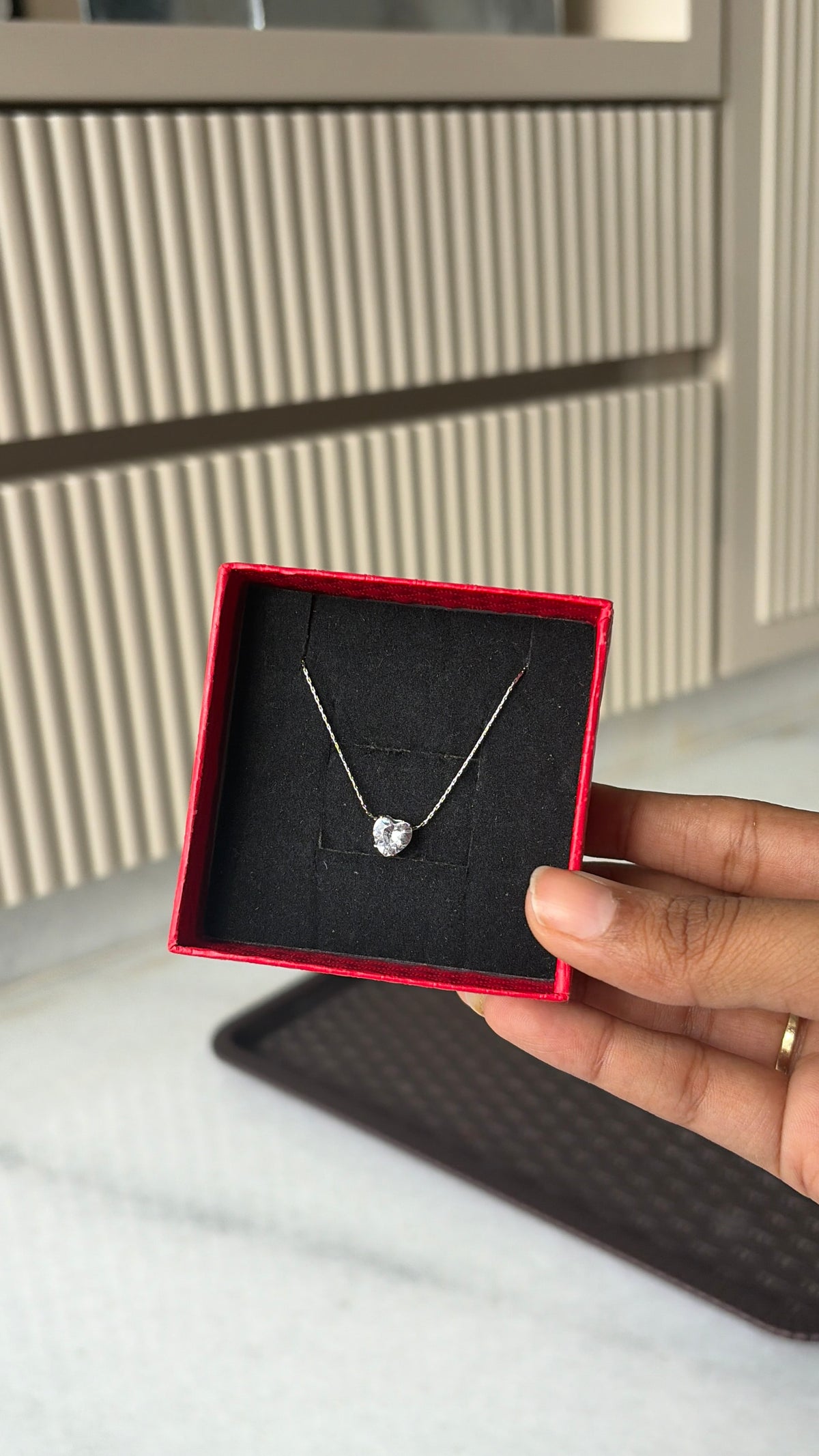 Solitaire heart silver necklace