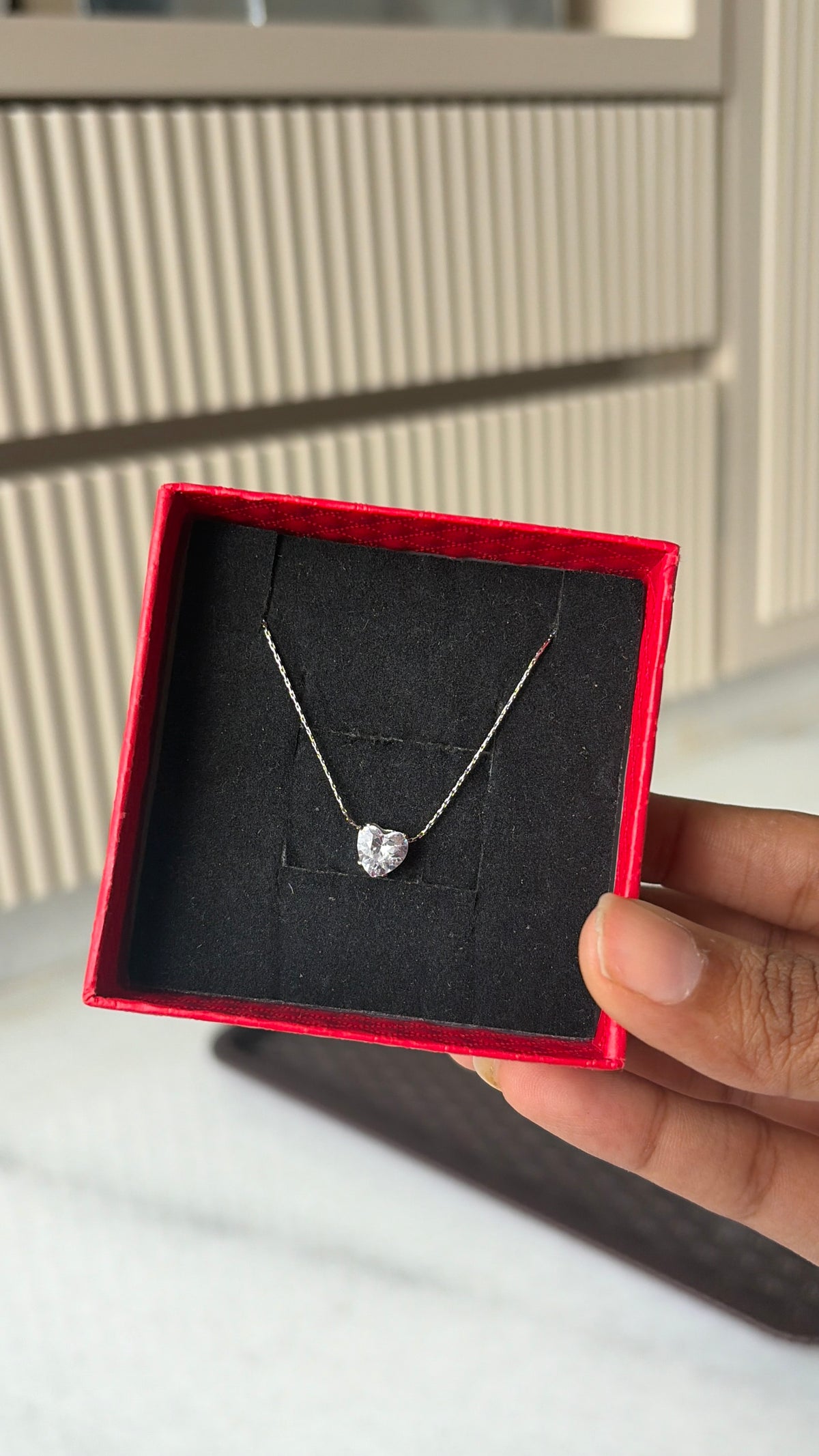 Solitaire heart silver necklace