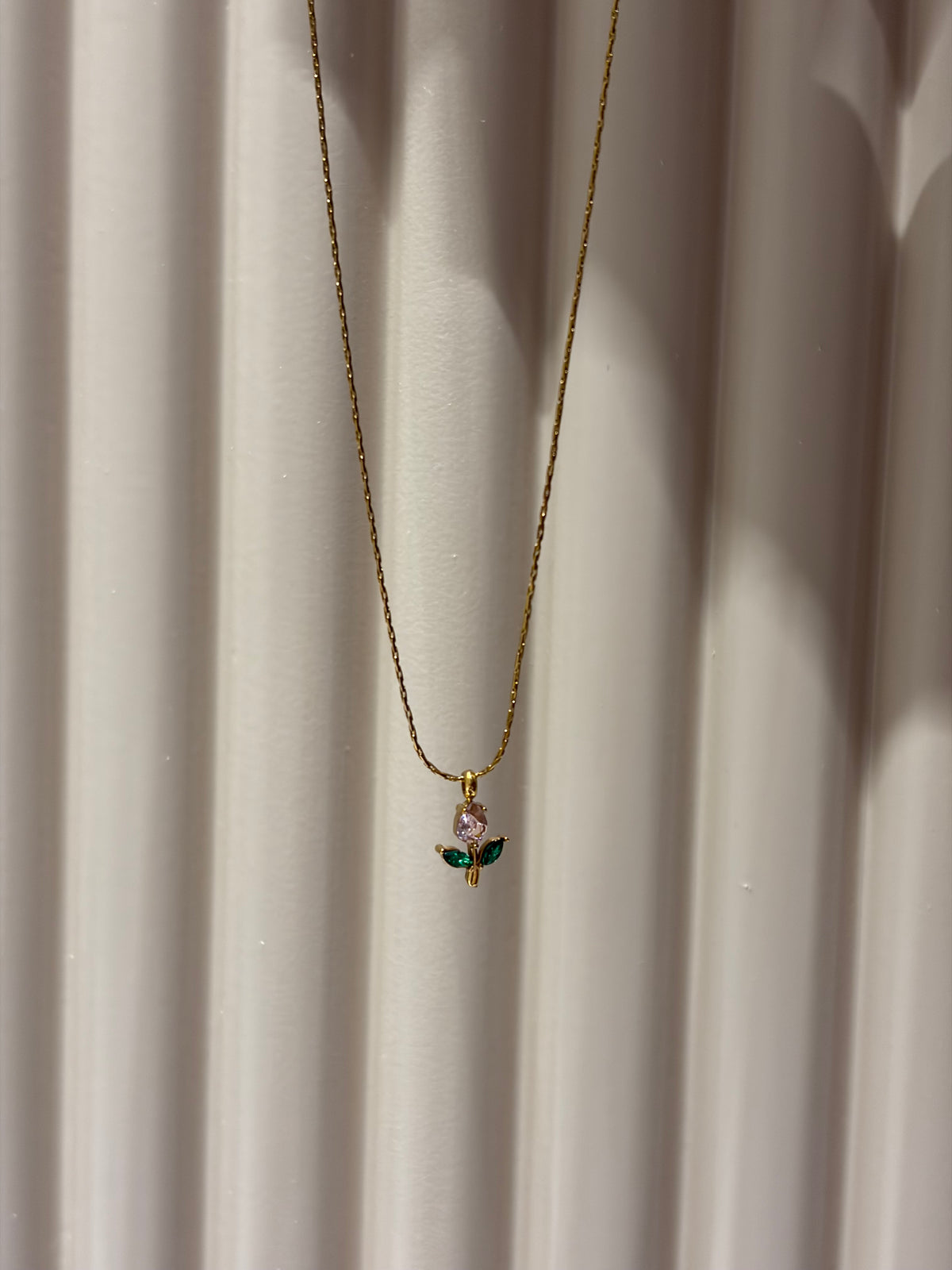 Pink green blush tulip necklace