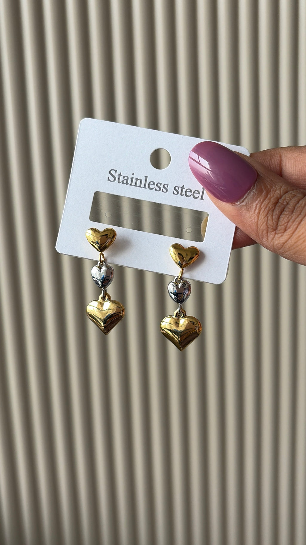Dual tone hearts earrings
