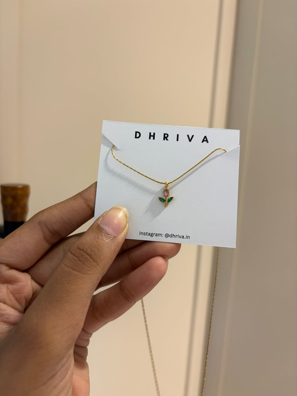 Pink green blush tulip necklace