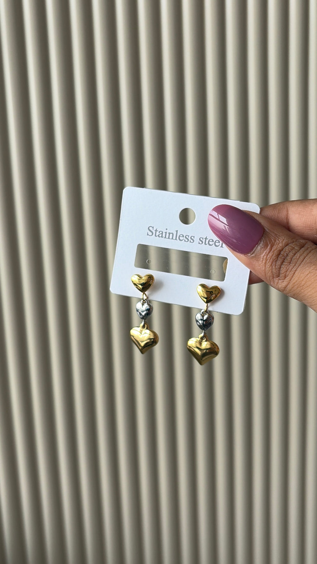 Dual tone hearts earrings