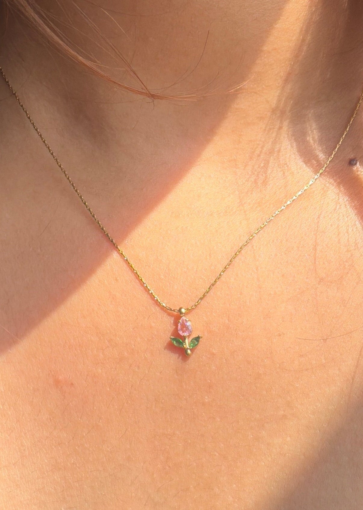 Pink Minimal Tulip Necklace