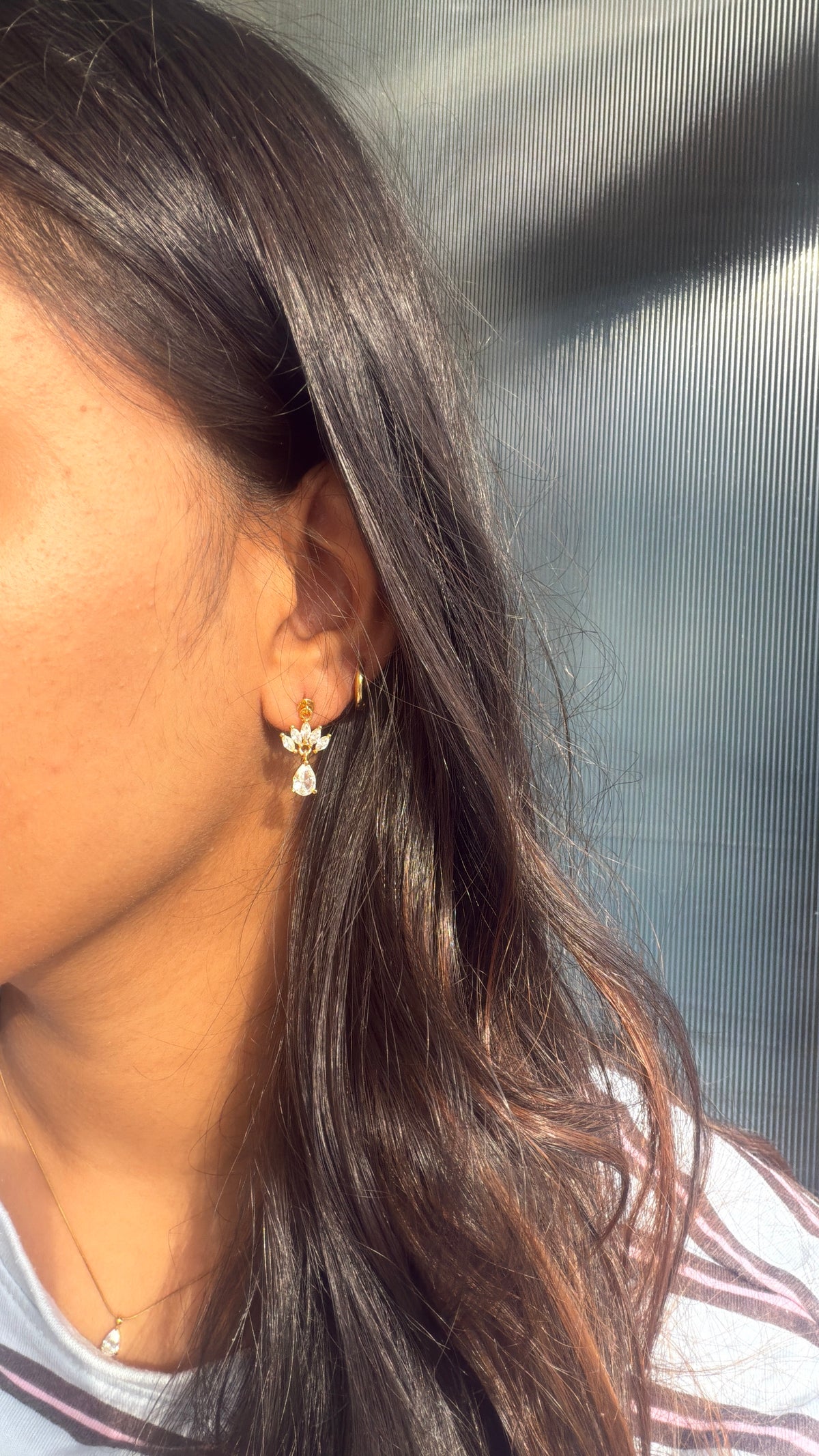 Crown drop earring (flat back)