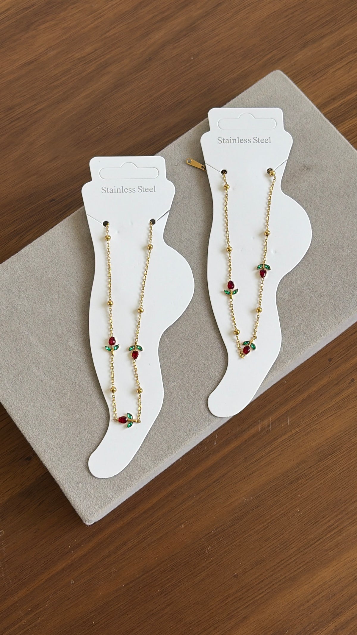 Red ruby tulip anklets