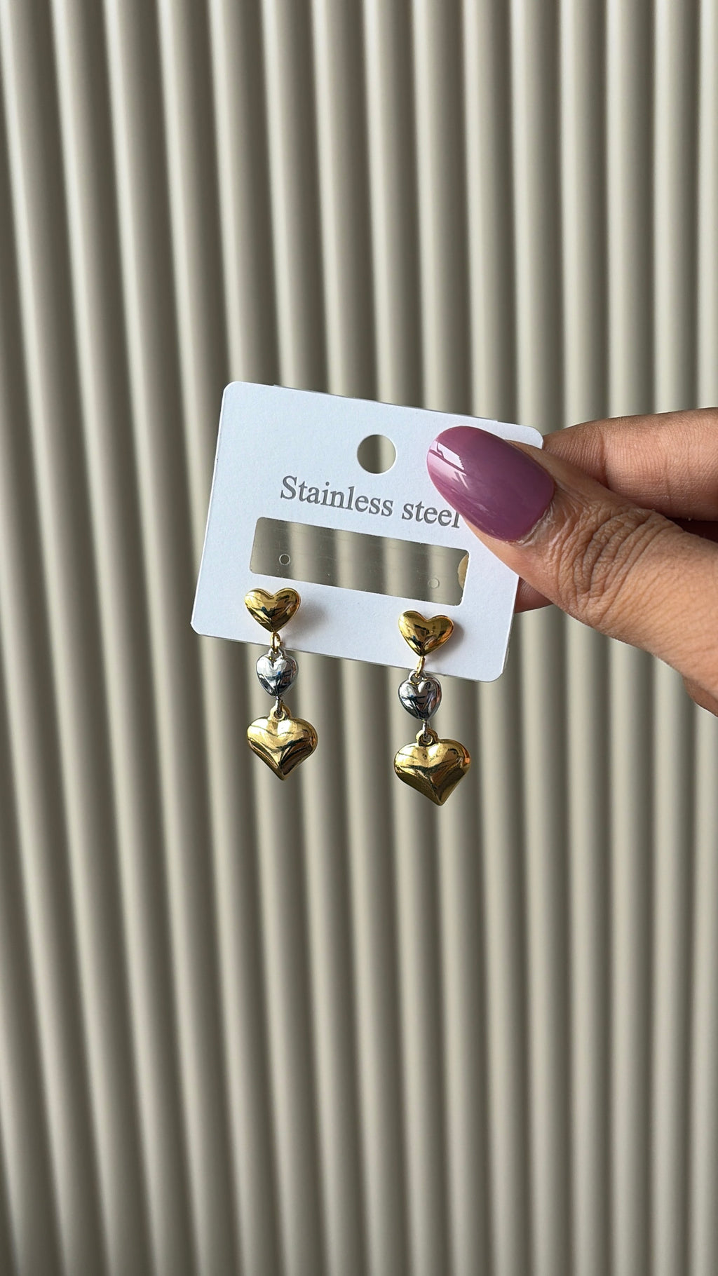Dual tone hearts earrings