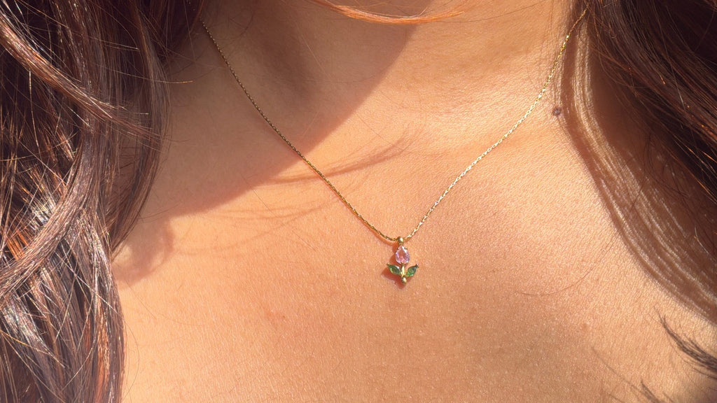 Pink Minimal Tulip Necklace