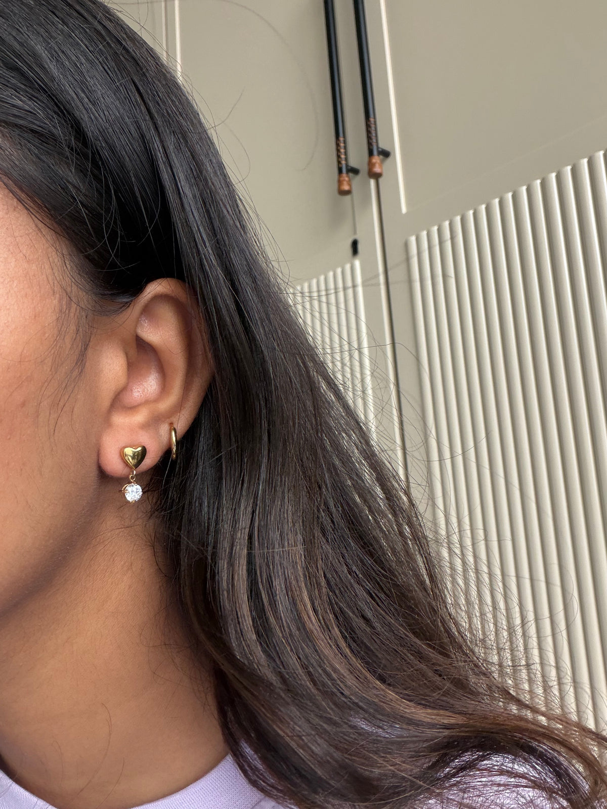Heart drop earring