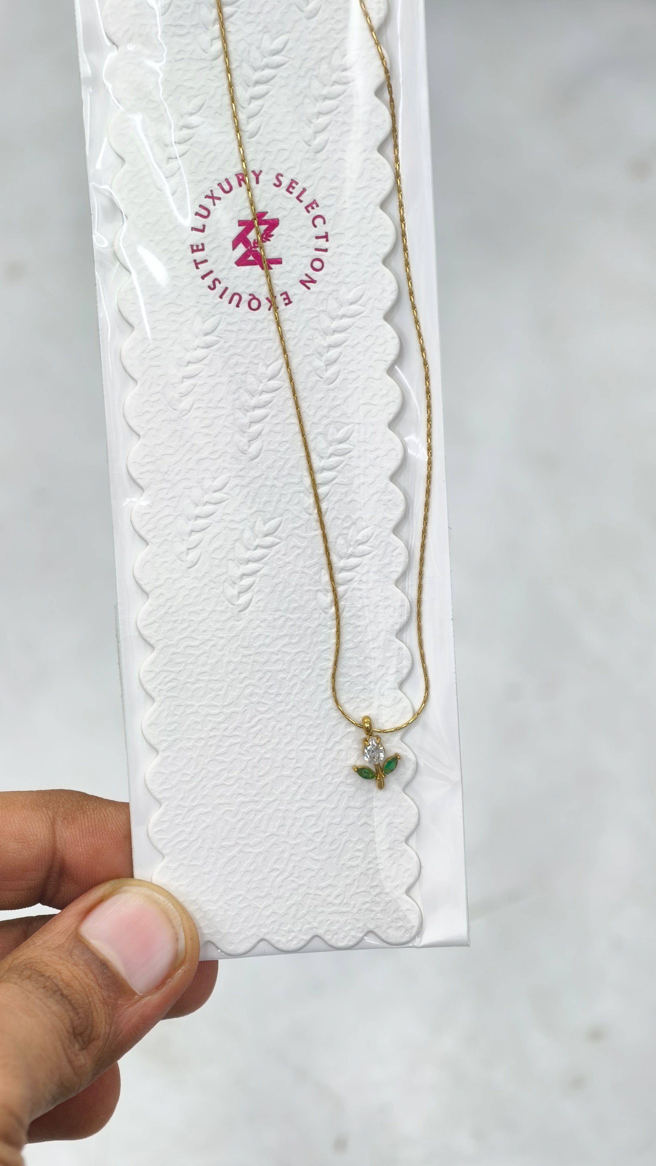 White green tulip necklace