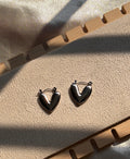 Heart silver hoops