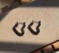 Falling hearts silver hoops