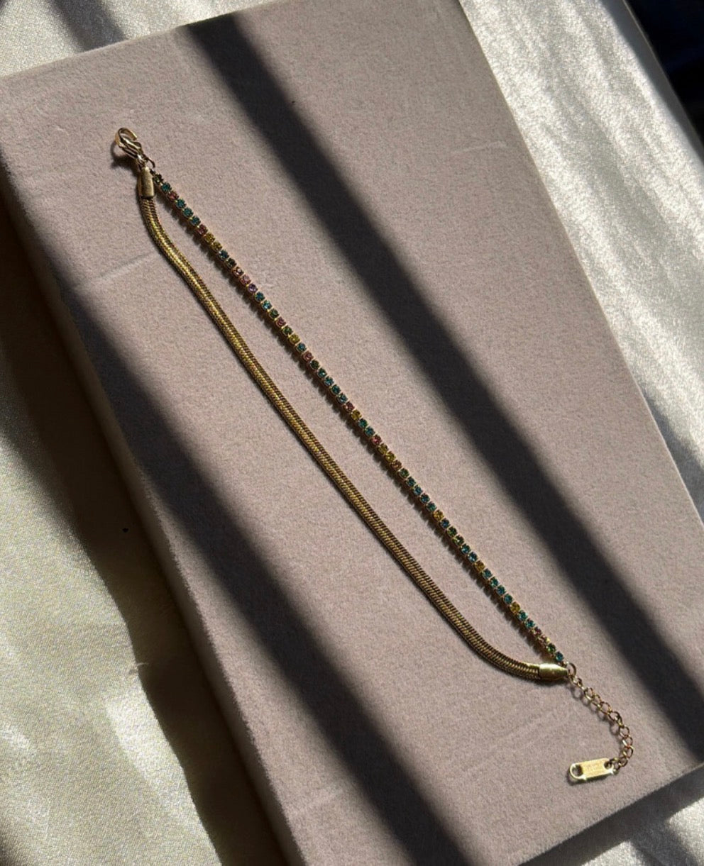 Multi tennis snake chain bracelet