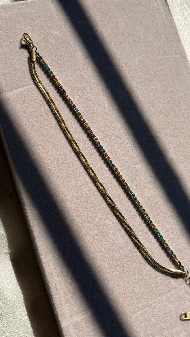 Multi tennis snake chain bracelet